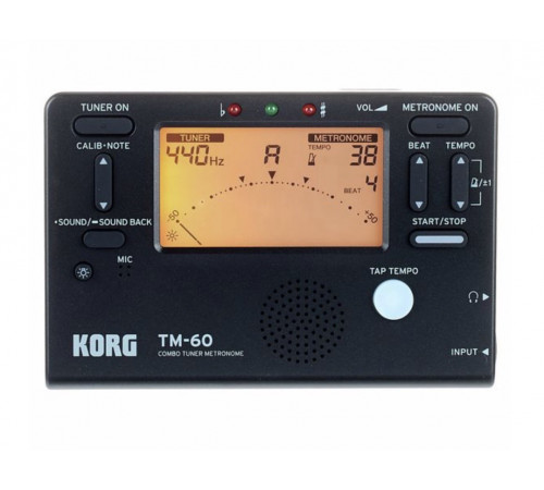 Korg TM-60C BK Black Тюнер со встроенным метрономом и микрофоном-прищепкой